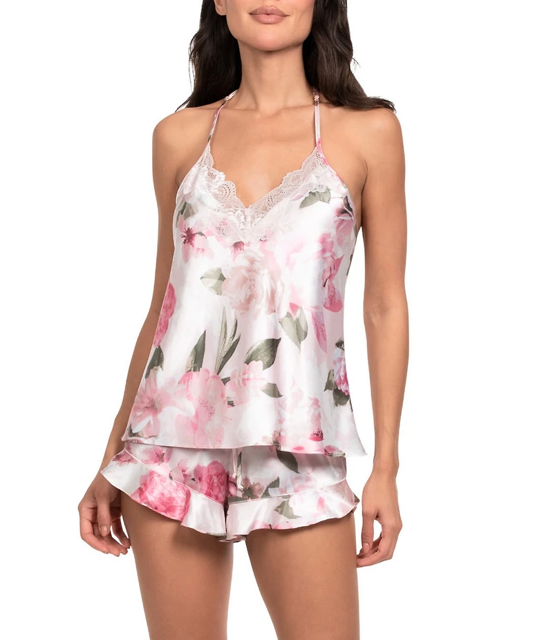 In Bloom By Jonquil Satin Floral Sleeveless V-Neck Cami & Shorty Pajama Set