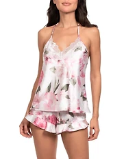 In Bloom By Jonquil Satin Floral Sleeveless V-Neck Cami & Shorty Pajama Set