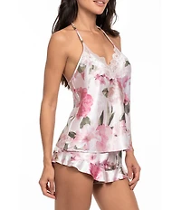 In Bloom By Jonquil Satin Floral Sleeveless V-Neck Cami & Shorty Pajama Set