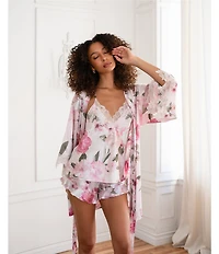 In Bloom By Jonquil Satin Floral Sleeveless V-Neck Cami & Shorty Pajama Set