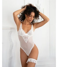 In Bloom By Jonquil Sexy, Two-Piece Underwire Teddy With Garter Lingerie Set