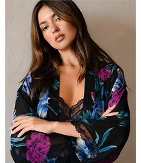 In Bloom By Jonquil Sheer Floral Print Sleeveless V-Neck Open-Back Chemise