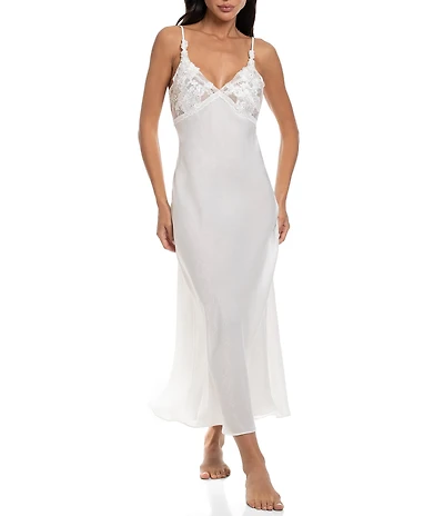 In Bloom By Jonquil Shimmer Satin Sleeveless V-Neck Bridal Long Nightgown