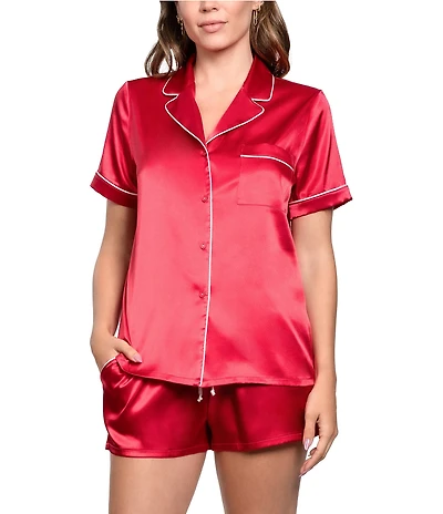 In Bloom by Jonquil Short Sleeve Notch Collar Satin Shorty Pajama Set