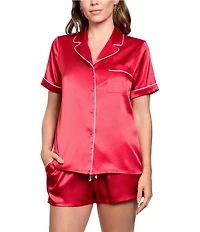 In Bloom by Jonquil Short Sleeve Notch Collar Satin Shorty Pajama Set