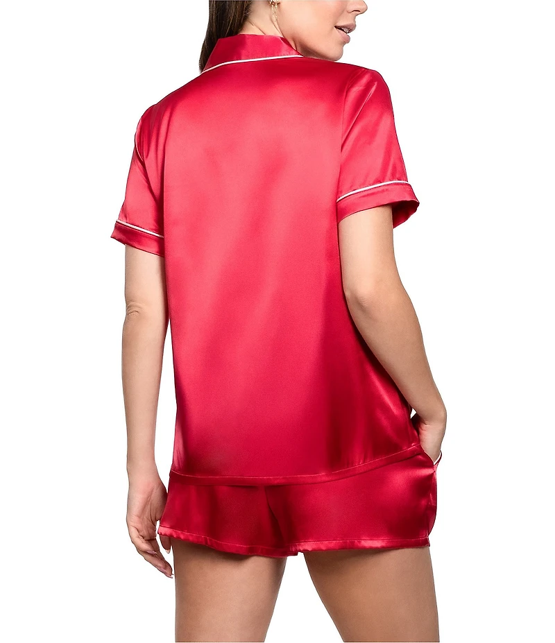 In Bloom by Jonquil Short Sleeve Notch Collar Satin Shorty Pajama Set