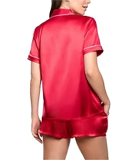 In Bloom by Jonquil Short Sleeve Notch Collar Satin Shorty Pajama Set