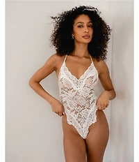 In Bloom By Jonquil Sleeveless V-Neck Lace Bridal Teddy