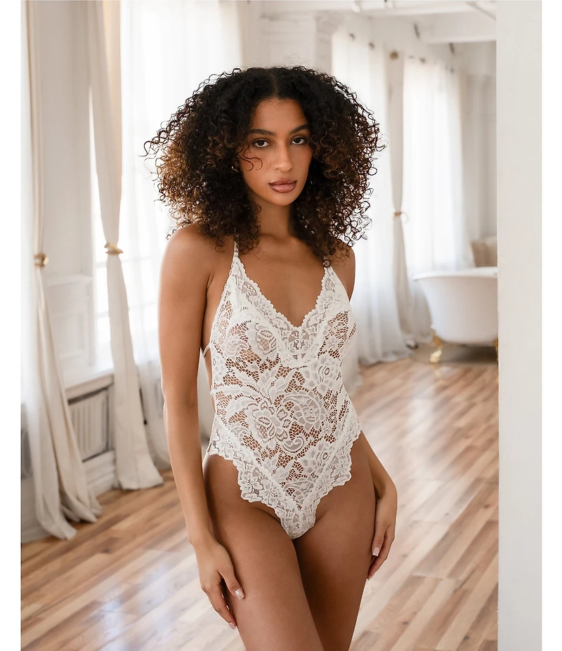 In Bloom By Jonquil Sleeveless V-Neck Lace Bridal Teddy