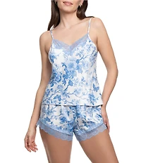 In Bloom By Jonquil Sleeveless V-Neck Satin Floral Print Shorty Pajama Set