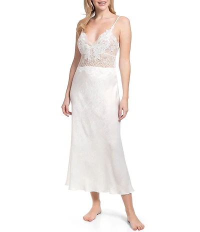 In Bloom by Jonquil Sleeveless V-Neck Shimmer Satin & Lace Bridal Gown