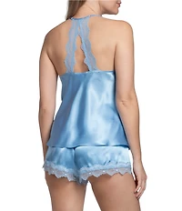 In Bloom by Jonquil Solid Satin Lace Sleeveless Shorty Pajama Set