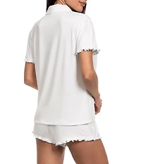 In Bloom By Jonquil Solid Short Sleeve Notch Collar Jersey Knit Shorty Bridal Pajama Set