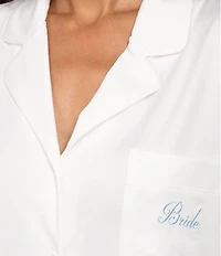 In Bloom By Jonquil Solid Short Sleeve Notch Collar Jersey Knit Shorty Bridal Pajama Set