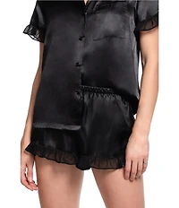 In Bloom By Jonquil Solid Short Sleeve Notch Collar Satin Chiffon Shorty Pajama Set