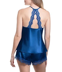 In Bloom by Jonquil Solid Sleeveless V-Neck Satin & Lace Shorty Pajama Set