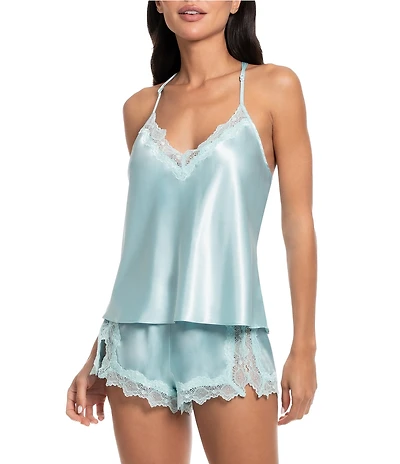 In Bloom By Jonquil Solid Sleeveless V-Neck Satin & Lace Shorty Pajama Set