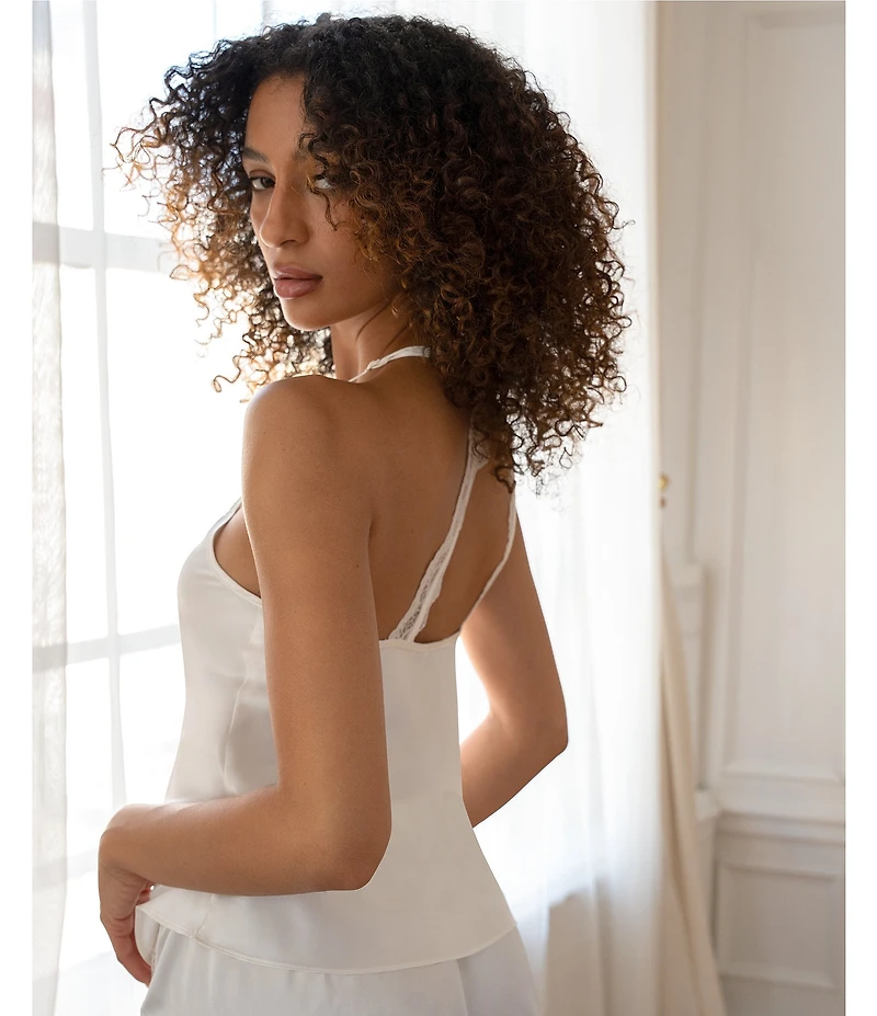 In Bloom By Jonquil Solid Sleeveless V-Neck Satin & Lace Shorty Pajama Set