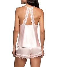 In Bloom By Jonquil Solid Sleeveless V-Neck Satin & Lace Shorty Pajama Set