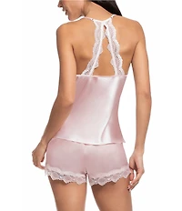 In Bloom By Jonquil Solid Sleeveless V-Neck Satin & Lace Shorty Pajama Set