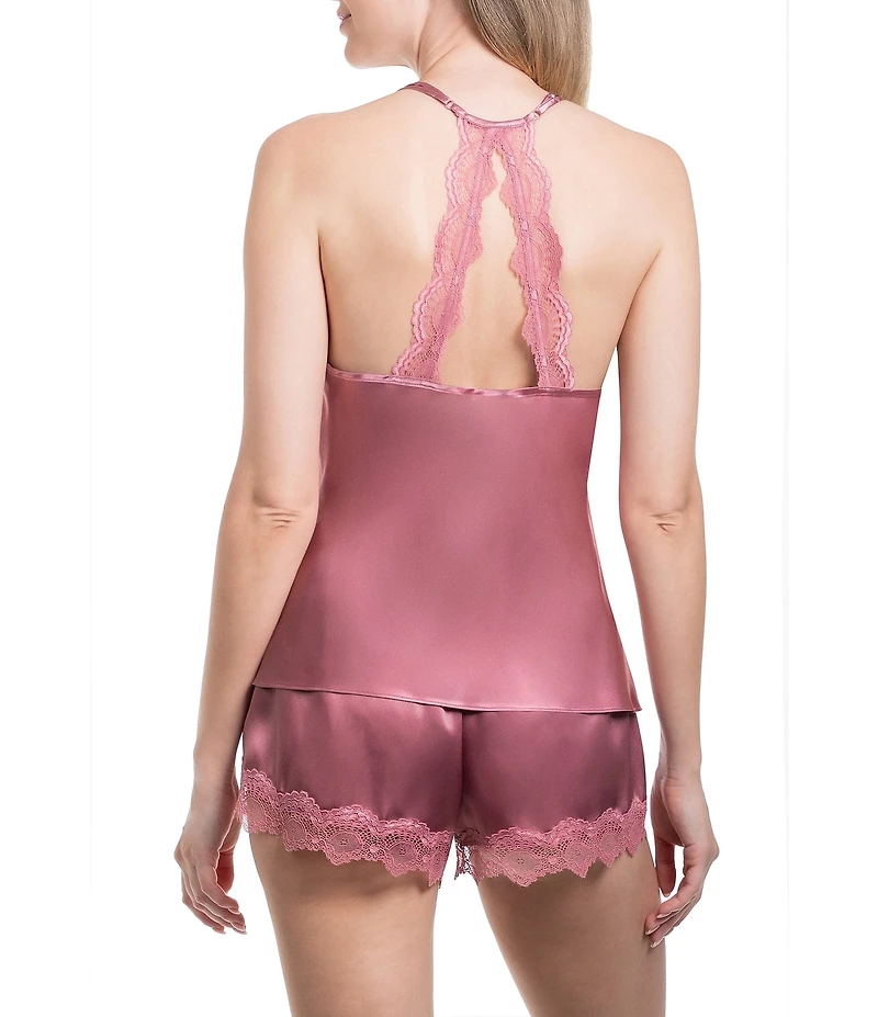 In Bloom By Jonquil Solid Sleeveless V-Neck Satin & Lace Shorty Pajama Set