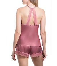 In Bloom By Jonquil Solid Sleeveless V-Neck Satin & Lace Shorty Pajama Set
