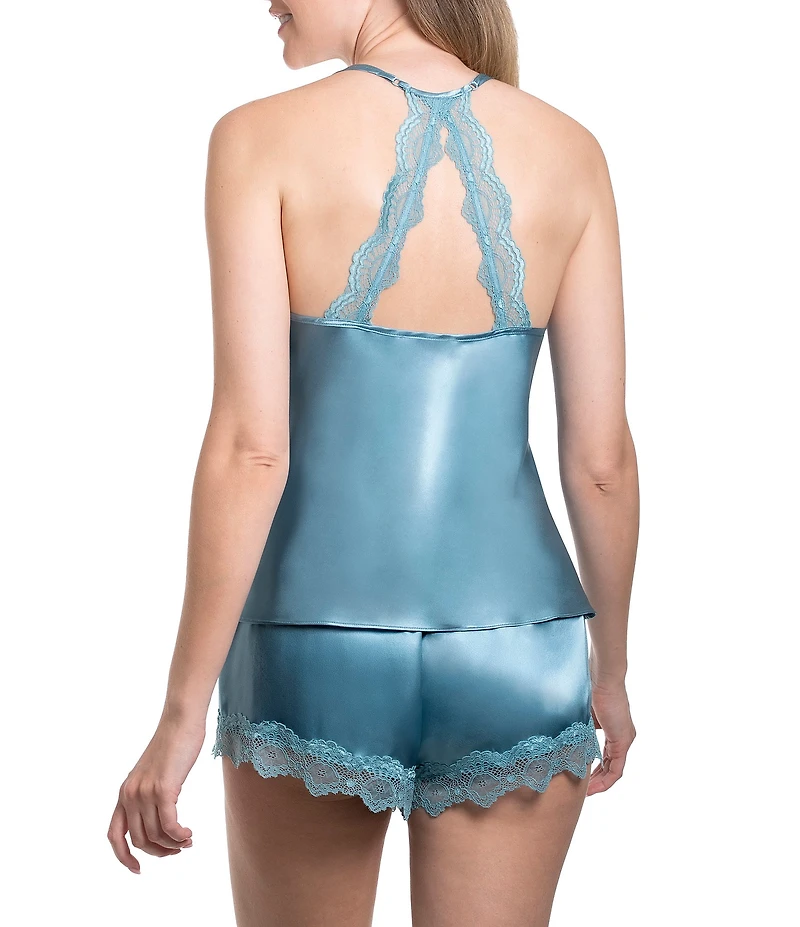 In Bloom By Jonquil Solid Sleeveless V-Neck Satin & Lace Shorty Pajama Set