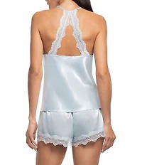 In Bloom By Jonquil Solid Sleeveless V-Neck Satin & Lace Shorty Pajama Set