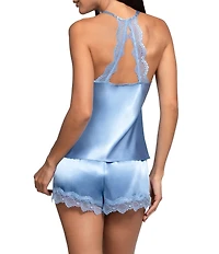 In Bloom By Jonquil Solid Sleeveless V-Neck Satin & Lace Shorty Pajama Set