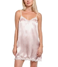 In Bloom By Jonquil Stripe Print Sleeveless V-Neck Coordinating Satin Chemise
