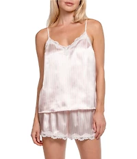 In Bloom By Jonquil Stripe Print Sleeveless V-Neck Satin Shorty Pajama Set