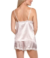 In Bloom By Jonquil Stripe Print Sleeveless V-Neck Satin Shorty Pajama Set