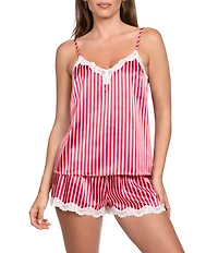 In Bloom By Jonquil Stripe Print Sleeveless V-Neck Satin Shorty Pajama Set