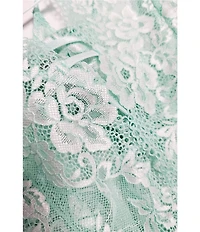 In Bloom By Jonquil Two-Tone Floral Lace Halter Neck Plunging V-Neck Teddy
