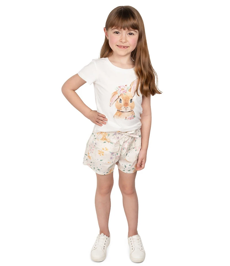 Indie Gold Little Girls Floral-Printed Patch Pocket Shorts