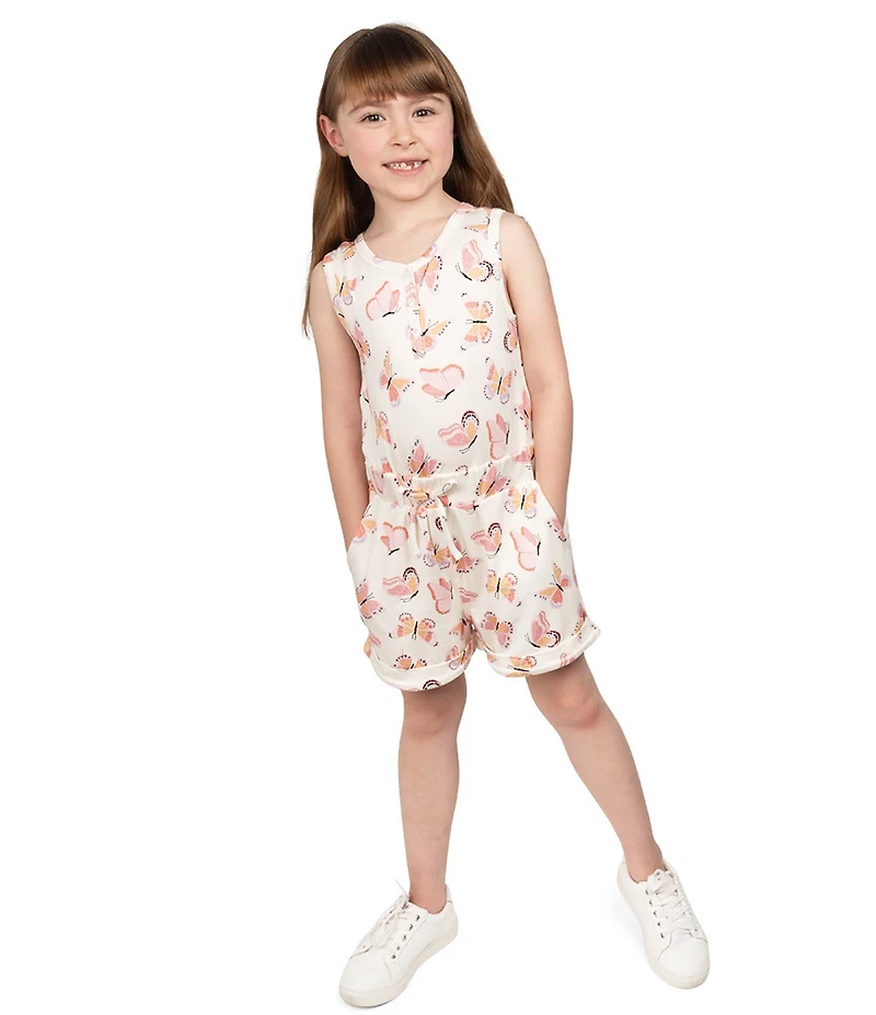 Indie Gold Little Girls Butterfly Printed Sleeveless Romper