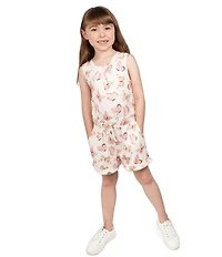 Indie Gold Little Girls Butterfly Printed Sleeveless Romper