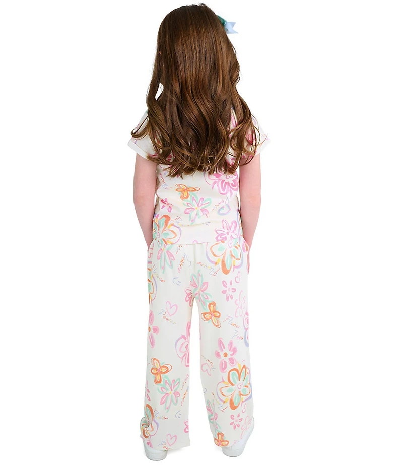 Indie Gold Little Girls Graffiti Printed French Terry Pants