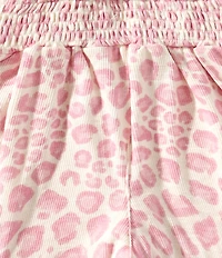 Indie Gold Little Girls Leopard-Printed Smocked-Waist Poplin Shorts