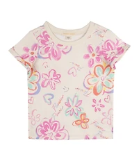 Indie Gold Little Girls Roll-Sleeve Graffiti-Printed T-Shirt