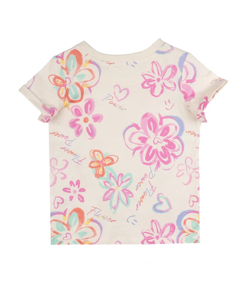 Indie Gold Little Girls Roll-Sleeve Graffiti-Printed T-Shirt