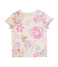 Indie Gold Little Girls Roll-Sleeve Graffiti-Printed T-Shirt