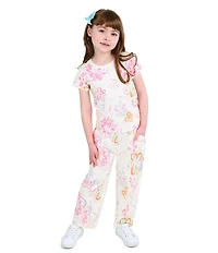 Indie Gold Little Girls Roll-Sleeve Graffiti-Printed T-Shirt