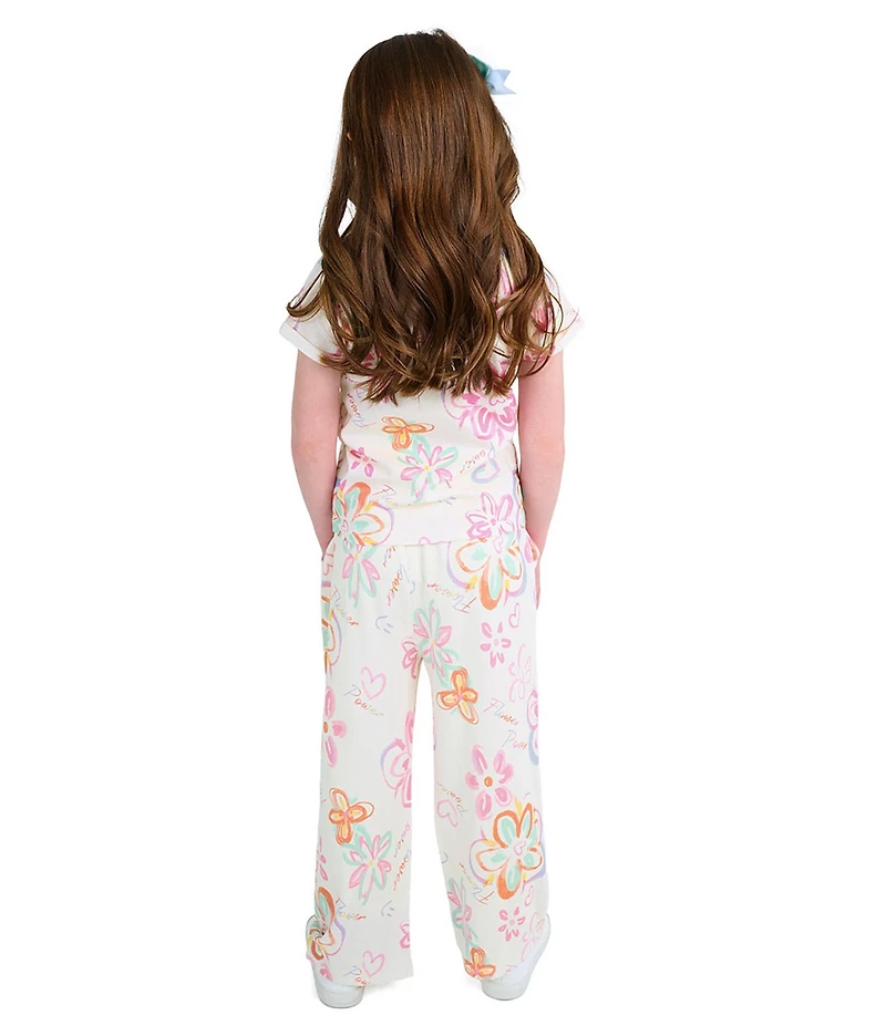Indie Gold Little Girls Roll-Sleeve Graffiti-Printed T-Shirt