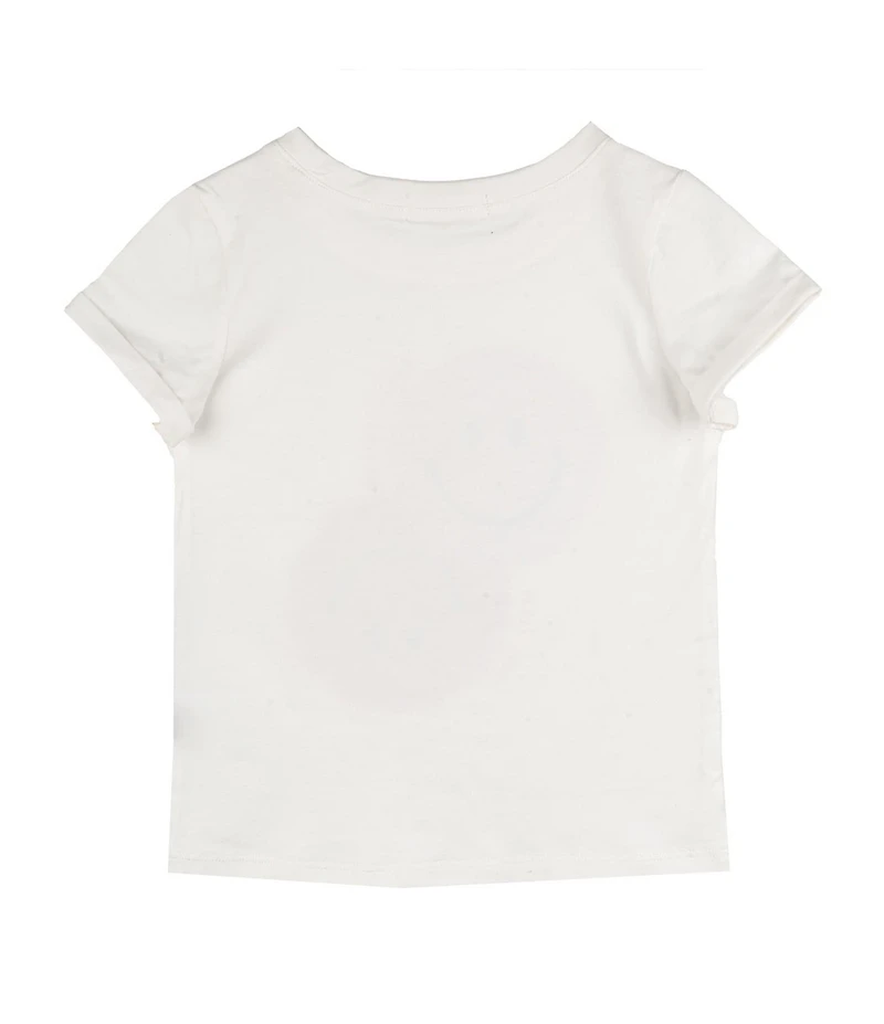 Indie Gold Little Girls Roll-Sleeve Smiley Face Graphic T-Shirt