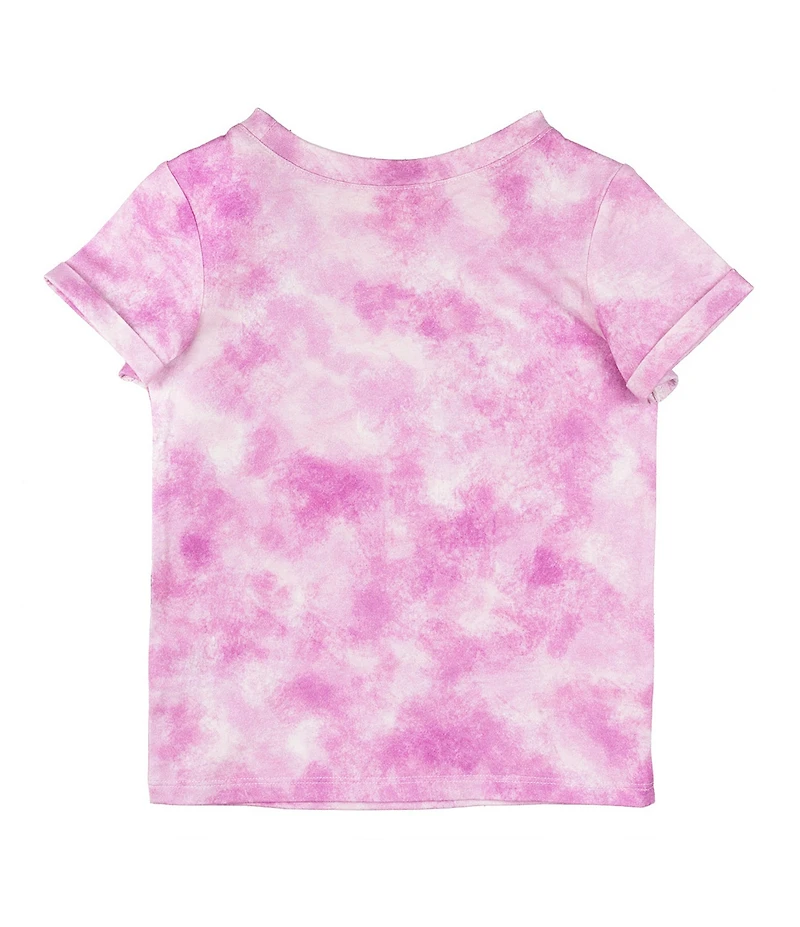 Indie Gold Little Girls Roll-Sleeve Smiley Face Graphic Tie-Dye T-Shirt