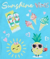 Indie Gold Little Girls Roll-Sleeve Sunshine Vibes T-Shirt