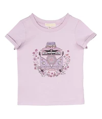 Indie Gold Little Girls Roll-Sleeve Van-Graphic T-Shirt