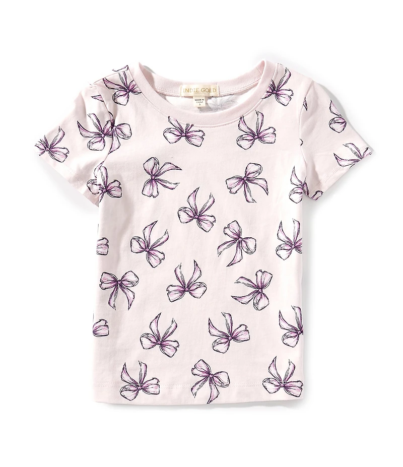 Indie Gold Little Girls Short-Sleeve Bow-Print T-Shirt