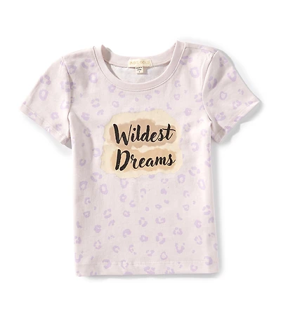 Indie Gold Little Girls Short Sleeve Leopard Print T-Shirt